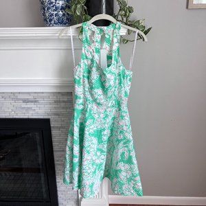 Rare Green Crab Print Lilly Pulitzer Fit n Flare Dress - 0